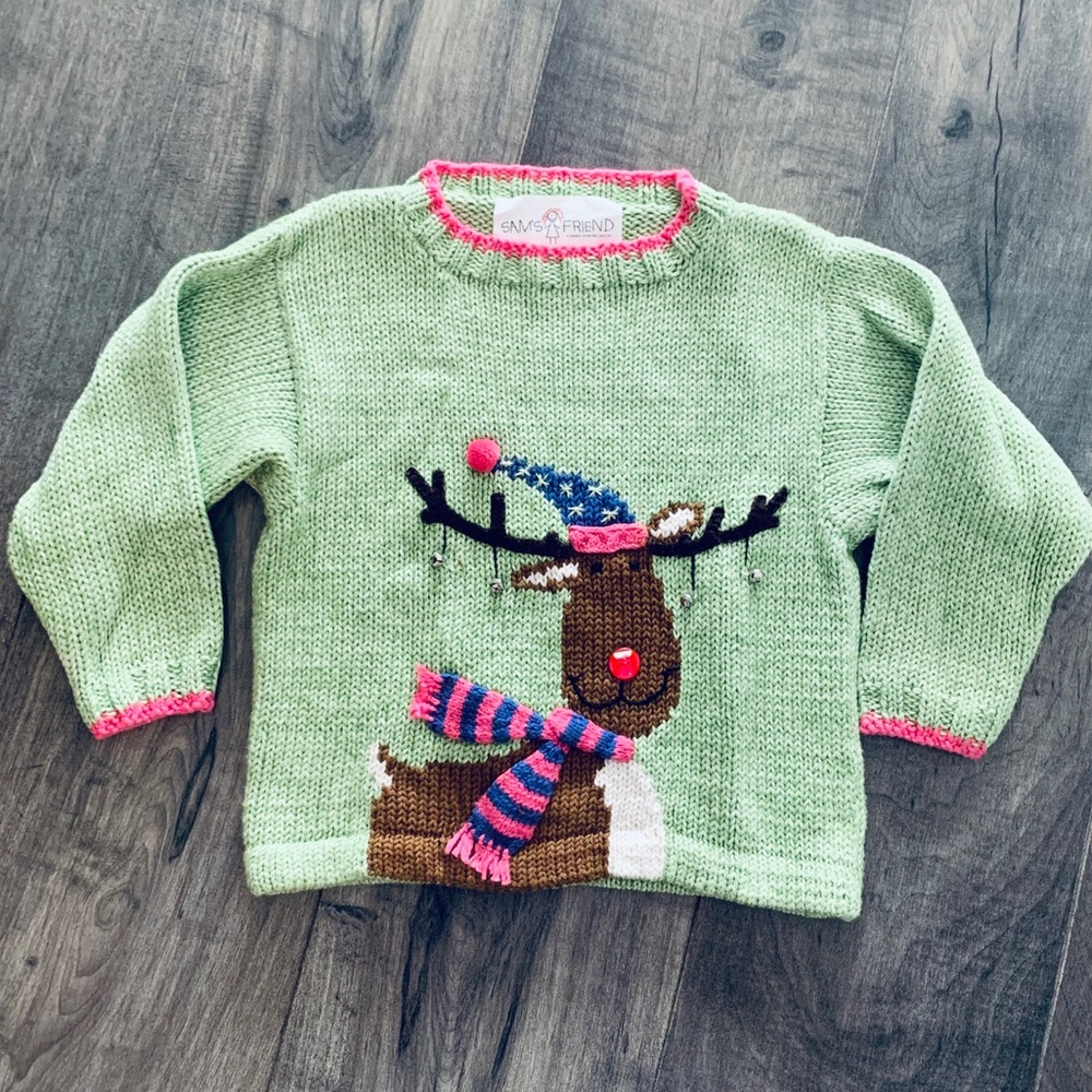 Girls Sam's Friend Rudolph Reindeer Sweater, Sz 3T
